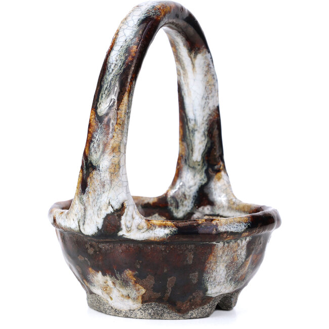 Pot à bonsaï rond marron par Bunzan - 105 x 105 x 135 mm