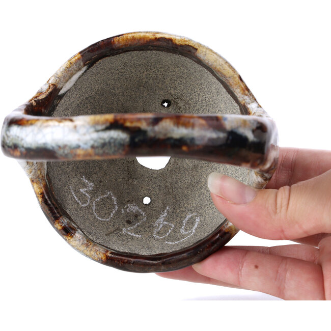 Pot à bonsaï rond marron par Bunzan - 105 x 105 x 135 mm