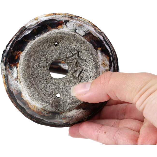 Pot à bonsaï rond marron par Bunzan - 105 x 105 x 135 mm