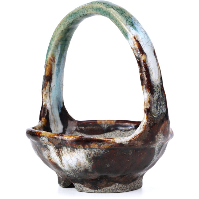 Pot à bonsaï rond marron par Bunzan - 115 x 115 x 130 mm