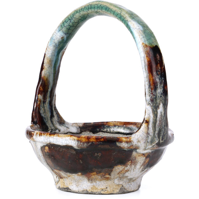 Pot à bonsaï rond marron par Bunzan - 115 x 115 x 130 mm