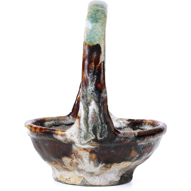 Pot à bonsaï rond marron par Bunzan - 115 x 115 x 130 mm