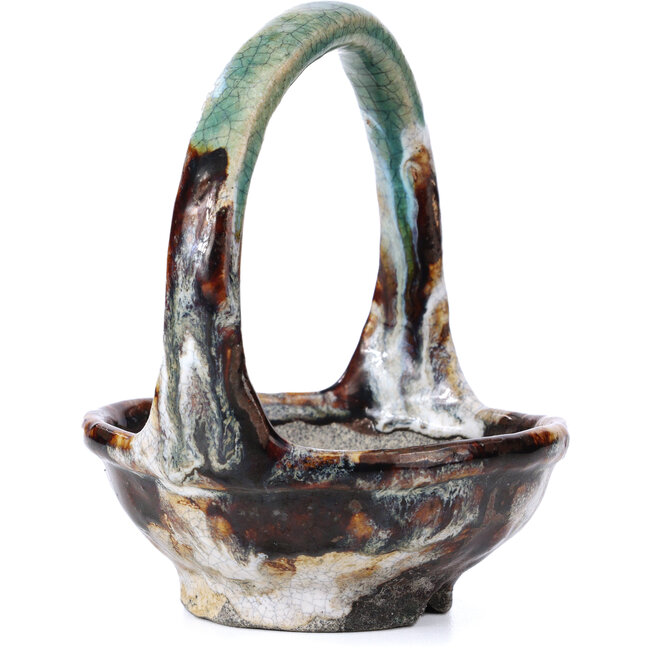 Maceta de bonsái redonda marrón de Bunzan - 115 x 115 x 130 mm