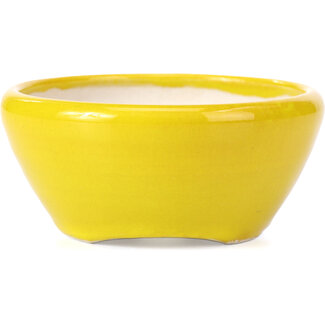 Bikou (Tokio) 100 mm round yellow bonsai pot by Bikou, Japan