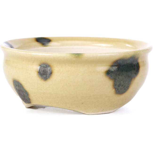 Round beige bonsai pot by Bikou - 90 x 90 x 40 mm