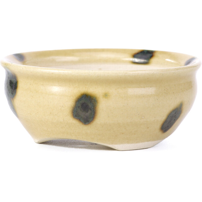 Round beige bonsai pot by Bikou - 90 x 90 x 40 mm