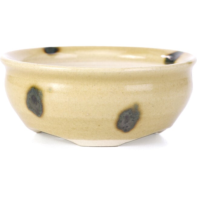 Pot à bonsaï rond beige par Bikou - 90 x 90 x 40 mm