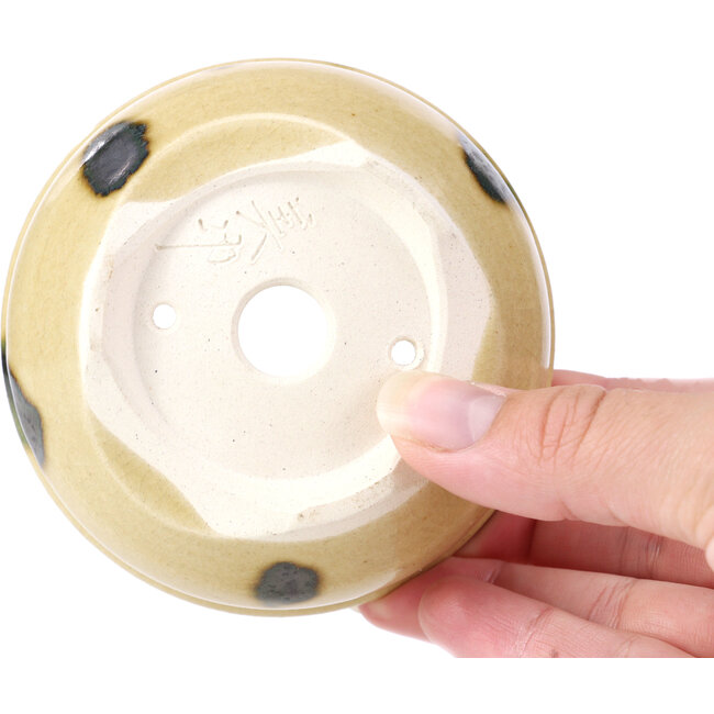 Round beige bonsai pot by Bikou - 90 x 90 x 40 mm