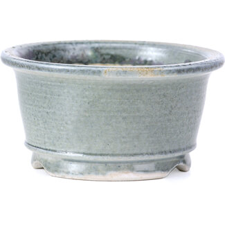 Shoseki 80 mm round grey bonsai pot by Shoseki, Japan