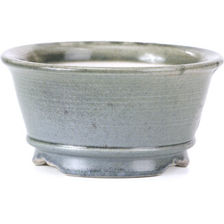 Shoseki 80 mm round grey bonsai pot by Shoseki, Japan