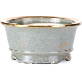 Shoseki 80 mm round grey bonsai pot by Shoseki, Japan