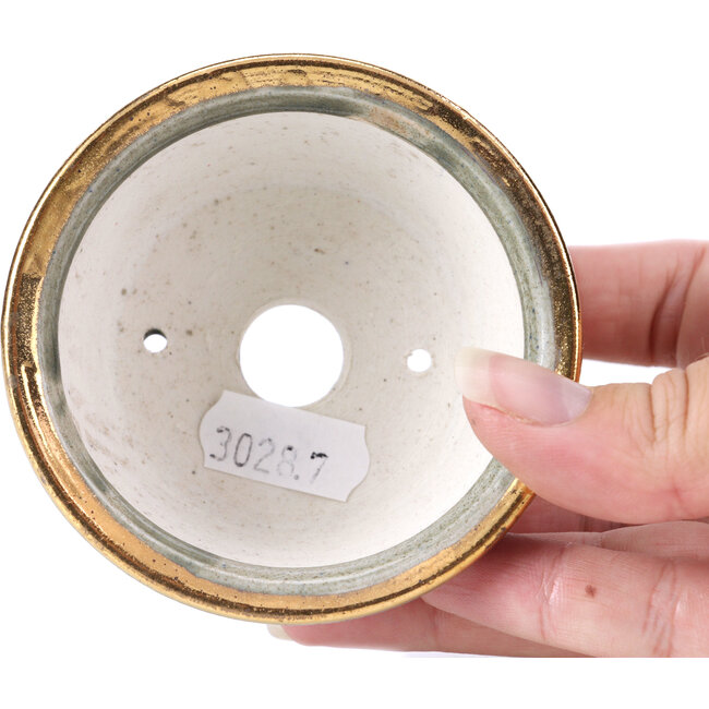 Pot à bonsaï rond gris par Shoseki - 80 x 80 x 40 mm