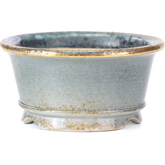 Shoseki 80 mm round grey bonsai pot by Shoseki, Japan