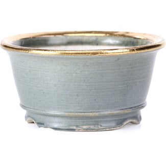 Shoseki 80 mm round grey bonsai pot by Shoseki, Japan