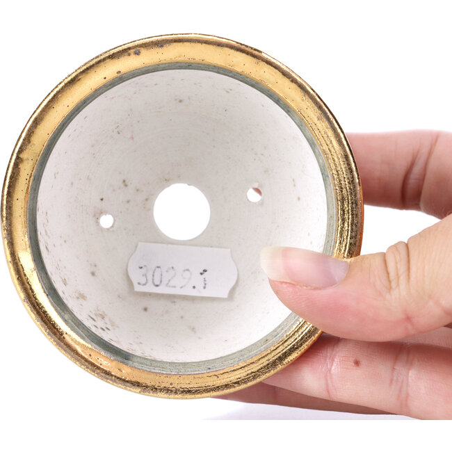 Ronde grijze bonsaipot van Shoseki - 80 x 80 x 40 mm