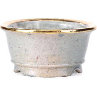 Shoseki 80 mm round grey bonsai pot by Shoseki, Japan