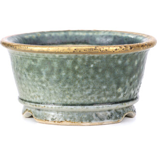 Shoseki 80 mm round grey green bonsai pot by Shoseki, Japan