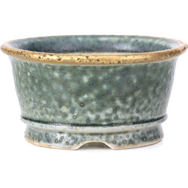 Round grey green bonsai pot by Shoseki - 80 x 80 x 40 mm