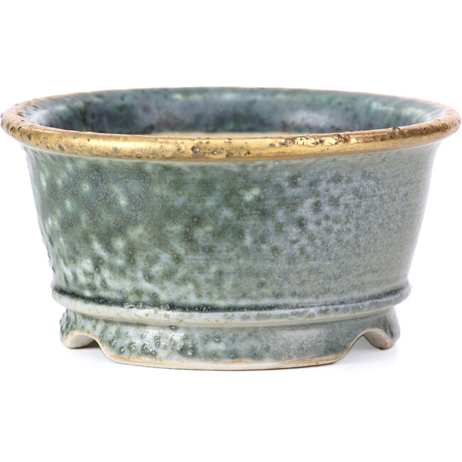 Runde graugrüne Bonsaischale von Shoseki - 80 x 80 x 40 mm