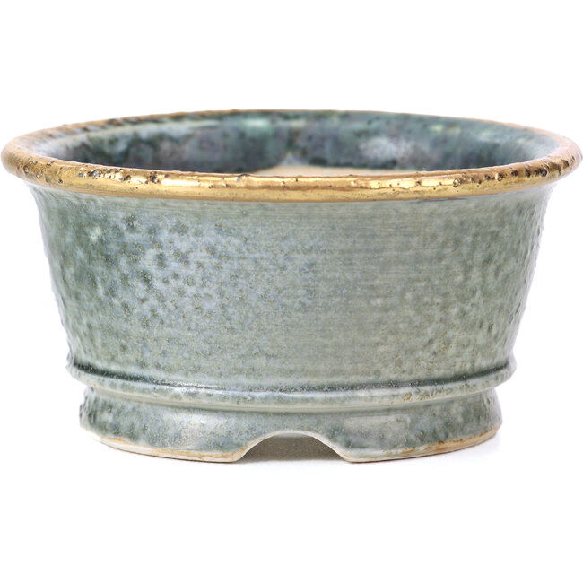 Vaso per bonsai rotondo grigio verde di Shoseki - 80 x 80 x 40 mm