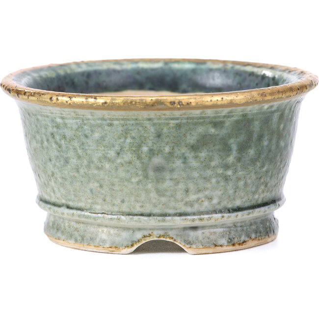 Round grey green bonsai pot by Shoseki - 80 x 80 x 40 mm