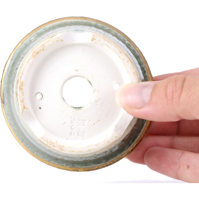 Round grey green bonsai pot by Shoseki - 80 x 80 x 40 mm