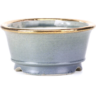 Shoseki 80 mm round grey bonsai pot by Shoseki, Japan