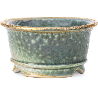 Shoseki 80 mm round grey green bonsai pot by Shoseki, Japan