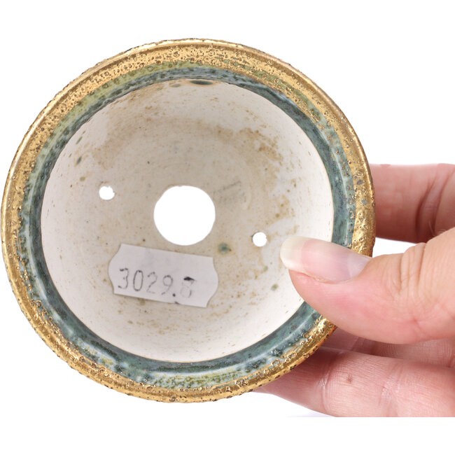 Maceta de bonsái verde gris redonda de Shoseki - 80 x 80 x 40 mm