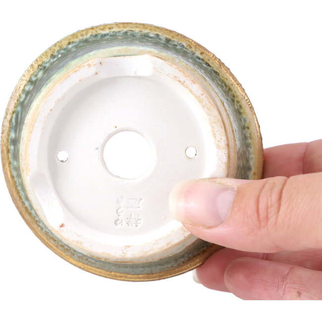 Round grey green bonsai pot by Shoseki - 80 x 80 x 40 mm