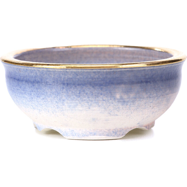 Maceta de bonsái redonda azul violeta de Shoseki - 84 x 84 x 35 mm