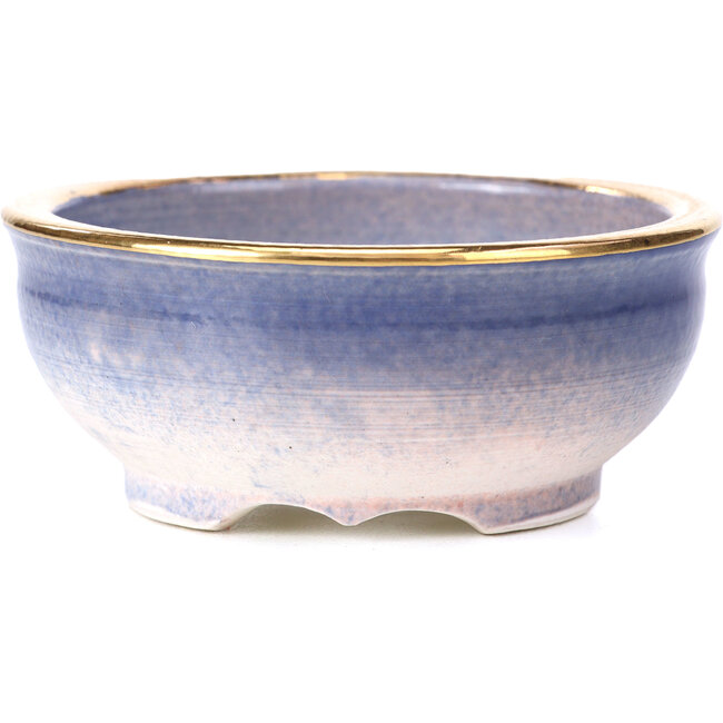 Round purple blue bonsai pot by Shoseki - 84 x 84 x 35 mm