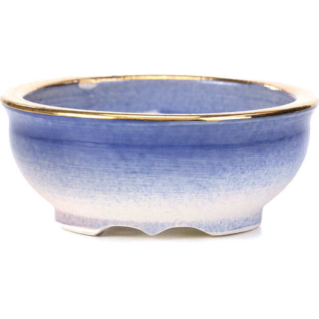 Round purple blue bonsai pot by Shoseki - 84 x 84 x 35 mm