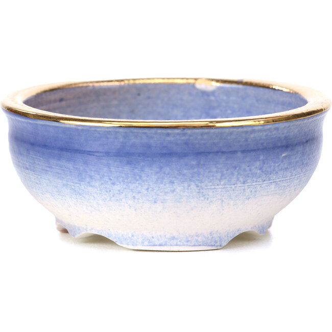 Round purple blue bonsai pot by Shoseki - 84 x 84 x 35 mm