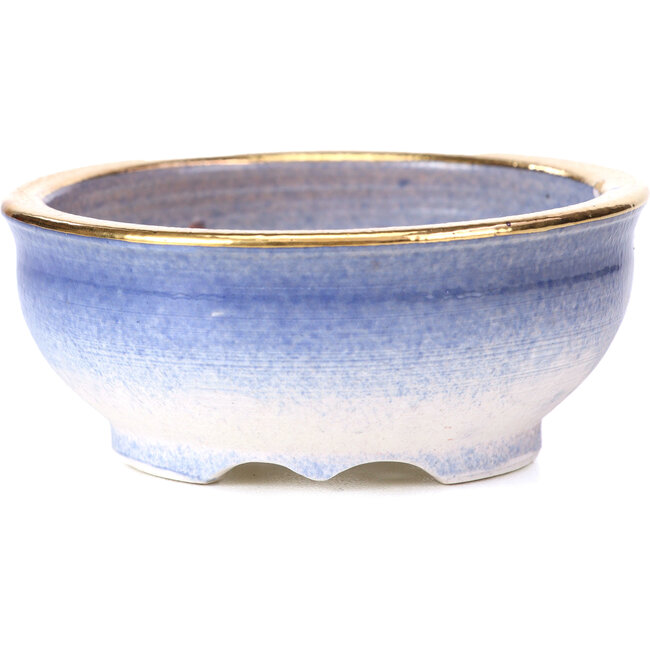 Maceta de bonsái redonda azul violeta de Shoseki - 84 x 84 x 35 mm