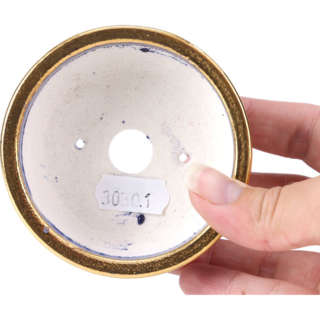 Vaso per bonsai rotondo viola blu di Shoseki - 84 x 84 x 35 mm