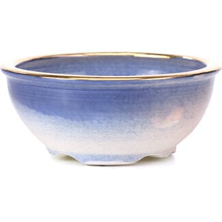 Shoseki 90 mm round purple blue bonsai pot by Shoseki, Japan