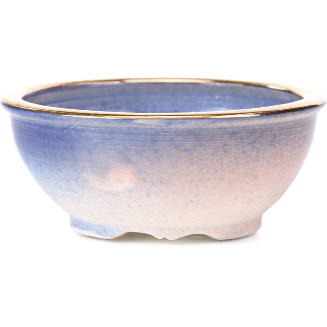 Round purple blue bonsai pot by Shoseki - 90 x 90 x 40 mm