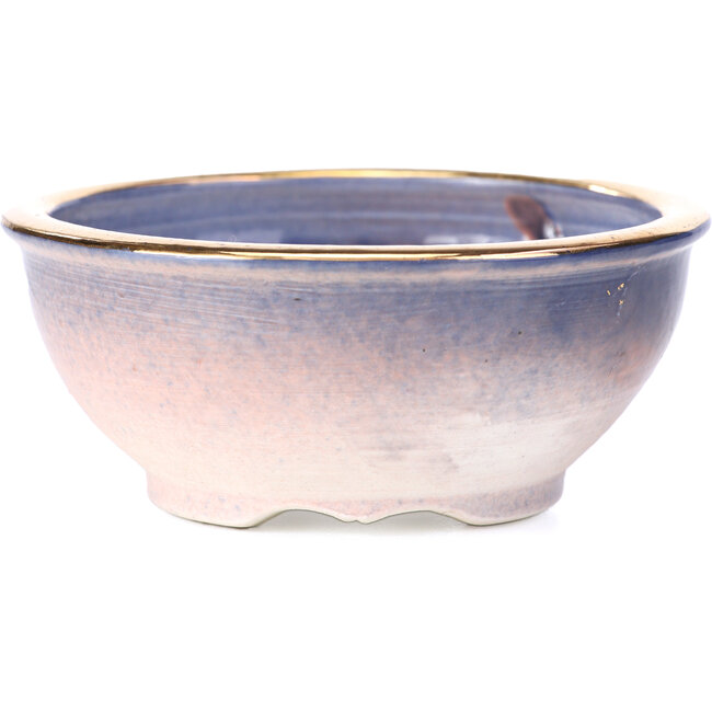 Round purple blue bonsai pot by Shoseki - 90 x 90 x 40 mm