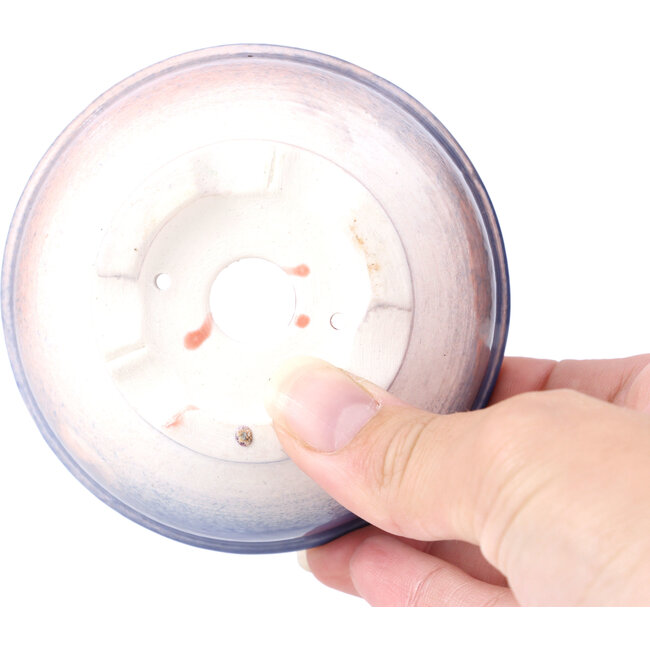 Ronde paarsblauwe bonsaipot van Shoseki - 90 x 90 x 40 mm