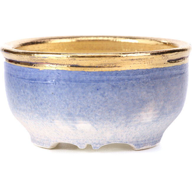 Maceta de bonsái redonda azul violeta de Shoseki - 85 x 85 x 45 mm