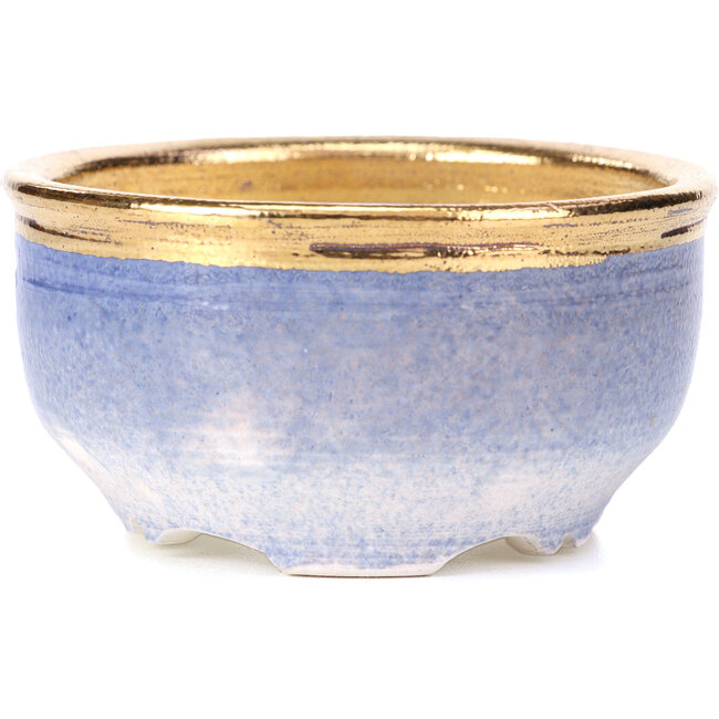 Round purple blue bonsai pot by Shoseki - 85 x 85 x 45 mm