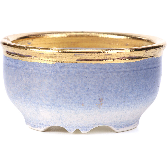 Maceta de bonsái redonda azul violeta de Shoseki - 85 x 85 x 45 mm