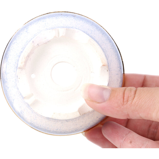 Vaso per bonsai rotondo viola blu di Shoseki - 85 x 85 x 45 mm