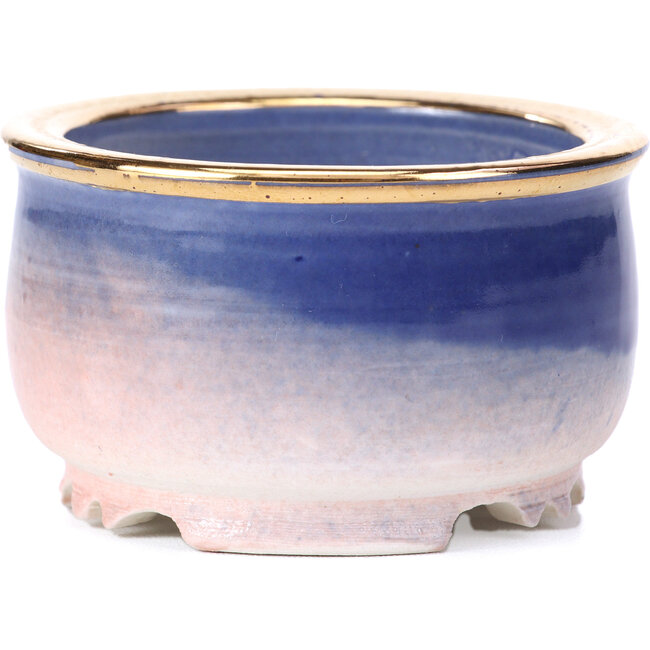 Pot à bonsaï rond bleu violet par Shoseki - 66 x 66 x 40 mm