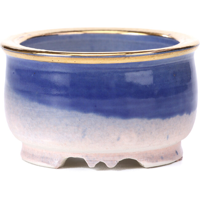 Vaso per bonsai rotondo viola blu di Shoseki - 66 x 66 x 40 mm