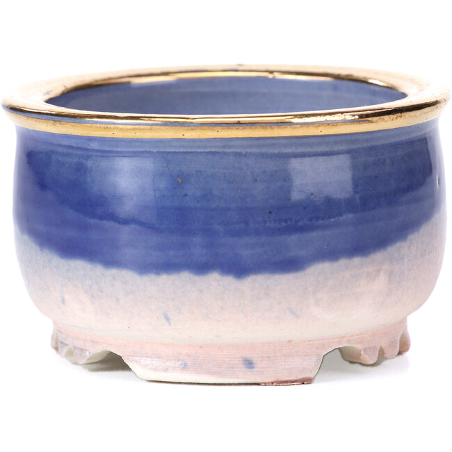 Vaso per bonsai rotondo viola blu di Shoseki - 66 x 66 x 40 mm