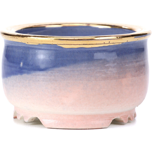 Maceta de bonsái redonda azul violeta de Shoseki - 66 x 66 x 40 mm