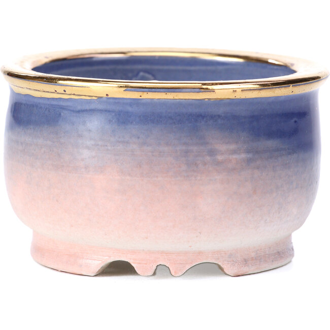 Vaso per bonsai rotondo viola blu di Shoseki - 66 x 66 x 40 mm