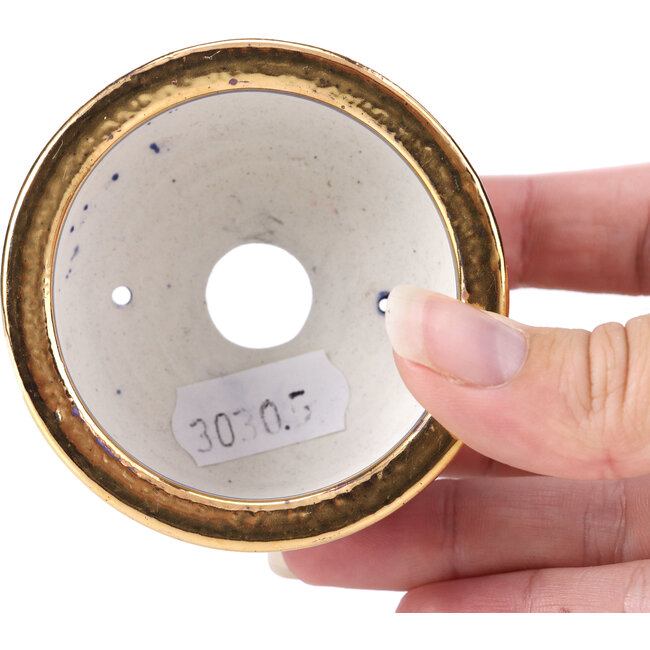 Pot à bonsaï rond bleu violet par Shoseki - 66 x 66 x 40 mm